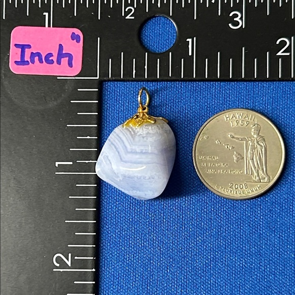 🖤Vintage Blue Lace Agate Pendant - Picture 10 of 11